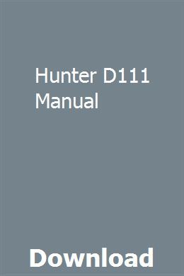 Hunter d111 alignment machine manual